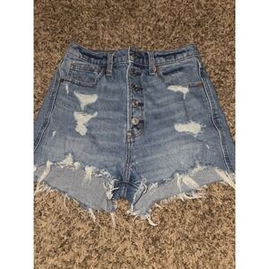 Abercrombie & Fitch Ultra High Rise Mom Short Distressed 26 Waist Size 2
